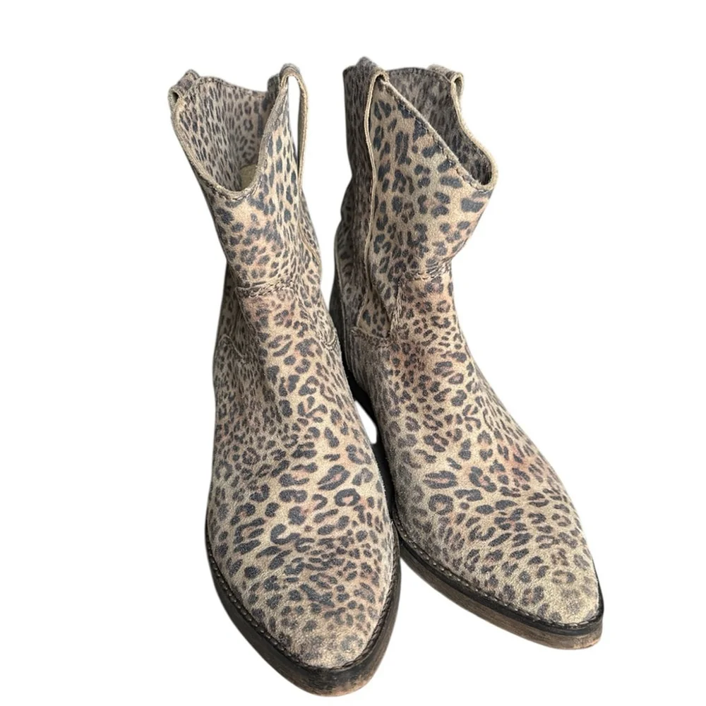 Ivylee Copenhagen Corrie Leopard Cowboy Boots Suede Leather VGUC Size EU37
